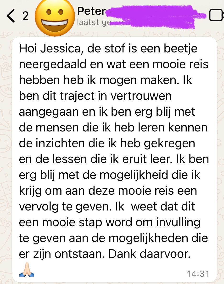 Peter mocht een traject bij ons volgen